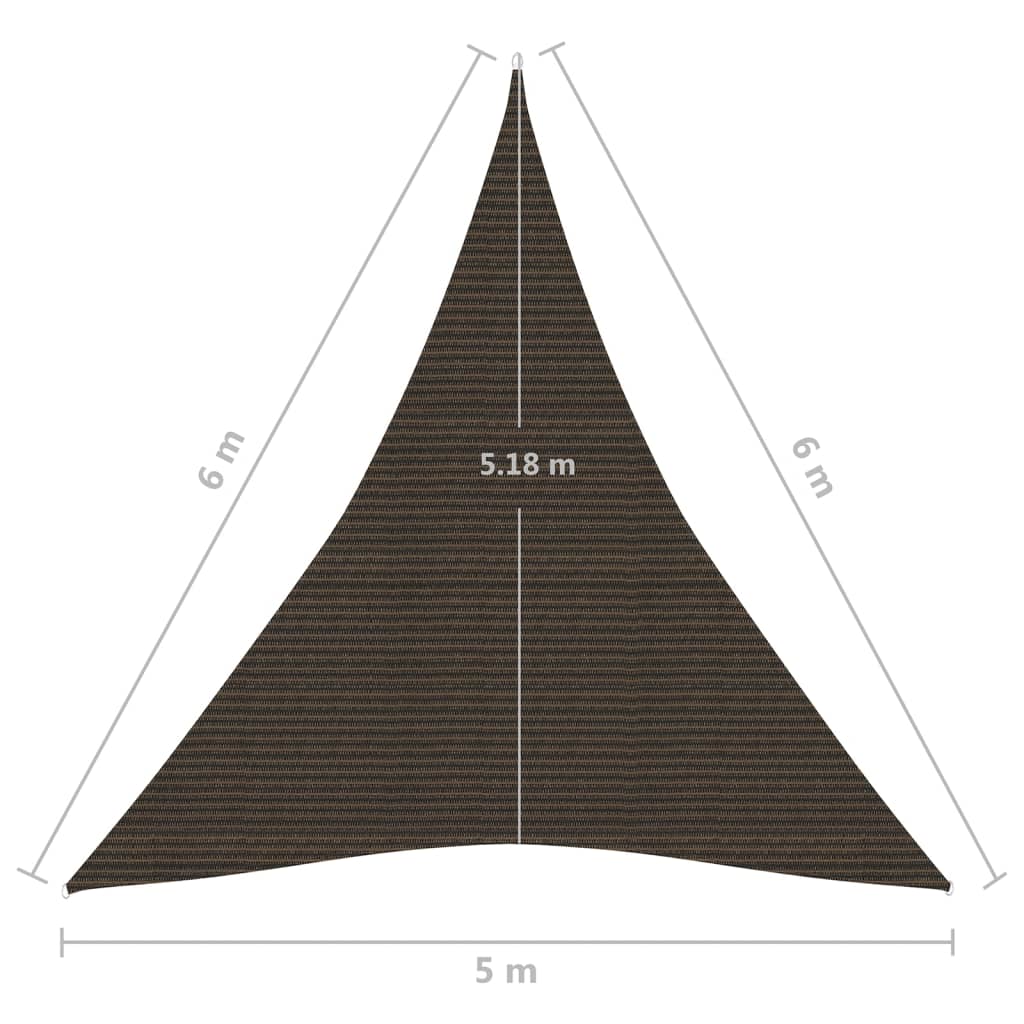 vidaXL Jedro za zaštitu od sunca 160 g/m² smeđe 5 x 6 x 6 m HDPE