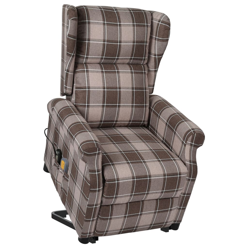 vidaXL Masažna fotelja na podizanje od tkanine bež