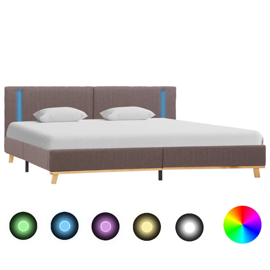 vidaXL Okvir za krevet od tkanine LED smeđesivi 180 x 200 cm