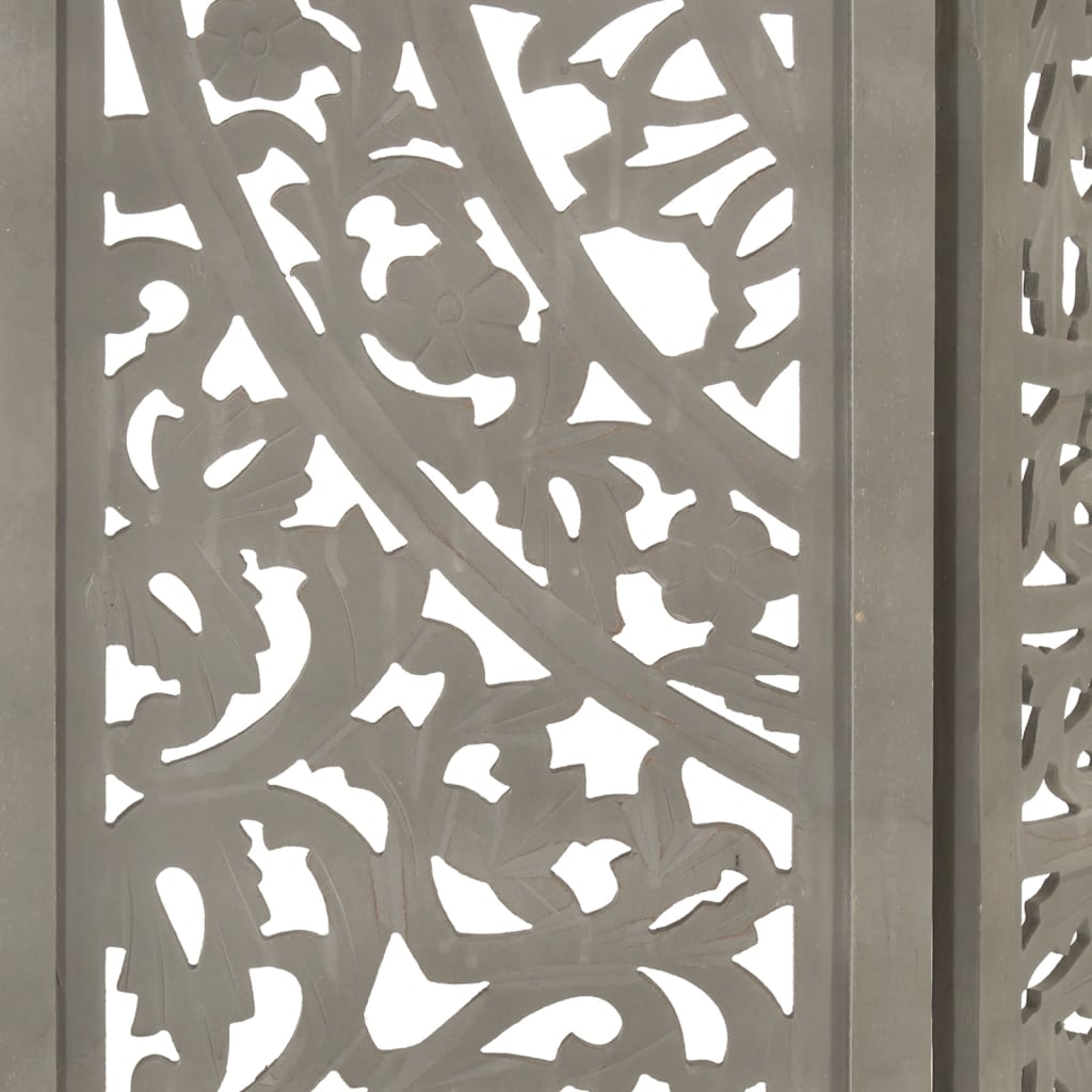 vidaXL Sobna pregrada s 3 panela siva 120 x 165 cm masivno drvo manga