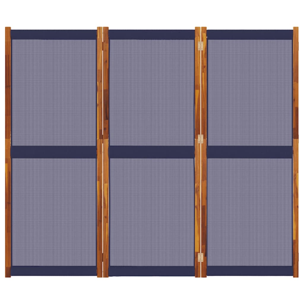 vidaXL Sobna pregrada s 3 panela tamnoplava 210x180 cm