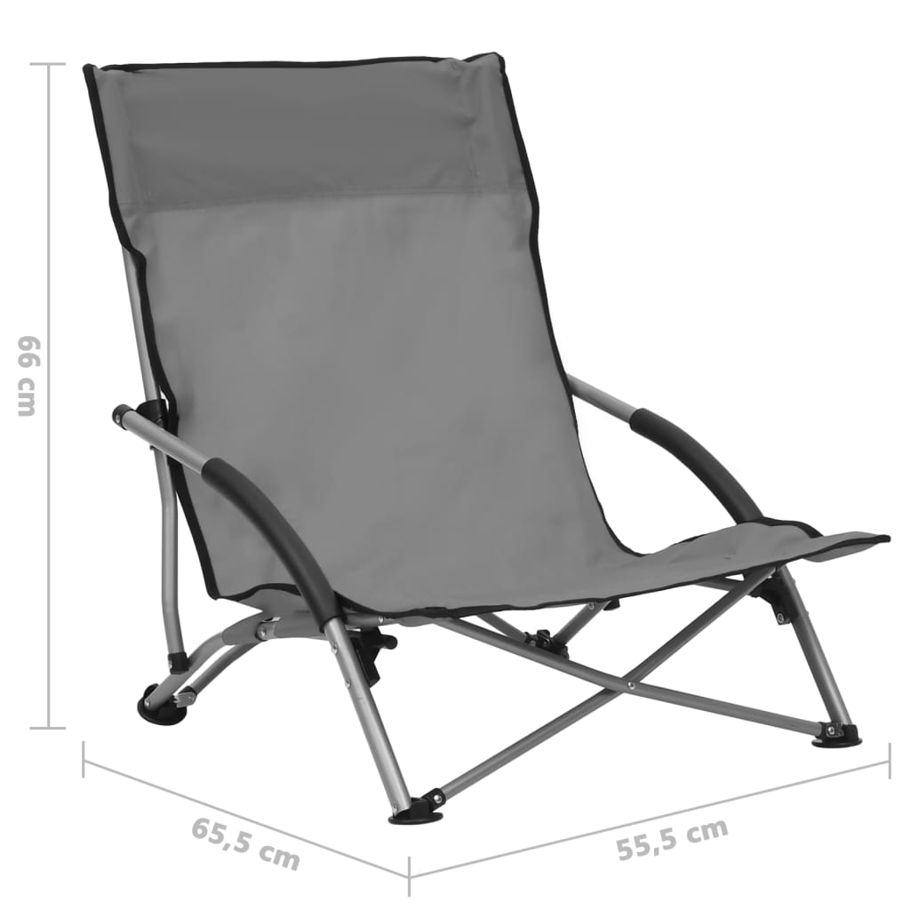vidaXL Sklopive stolice za plažu od tkanine 2 kom sive
