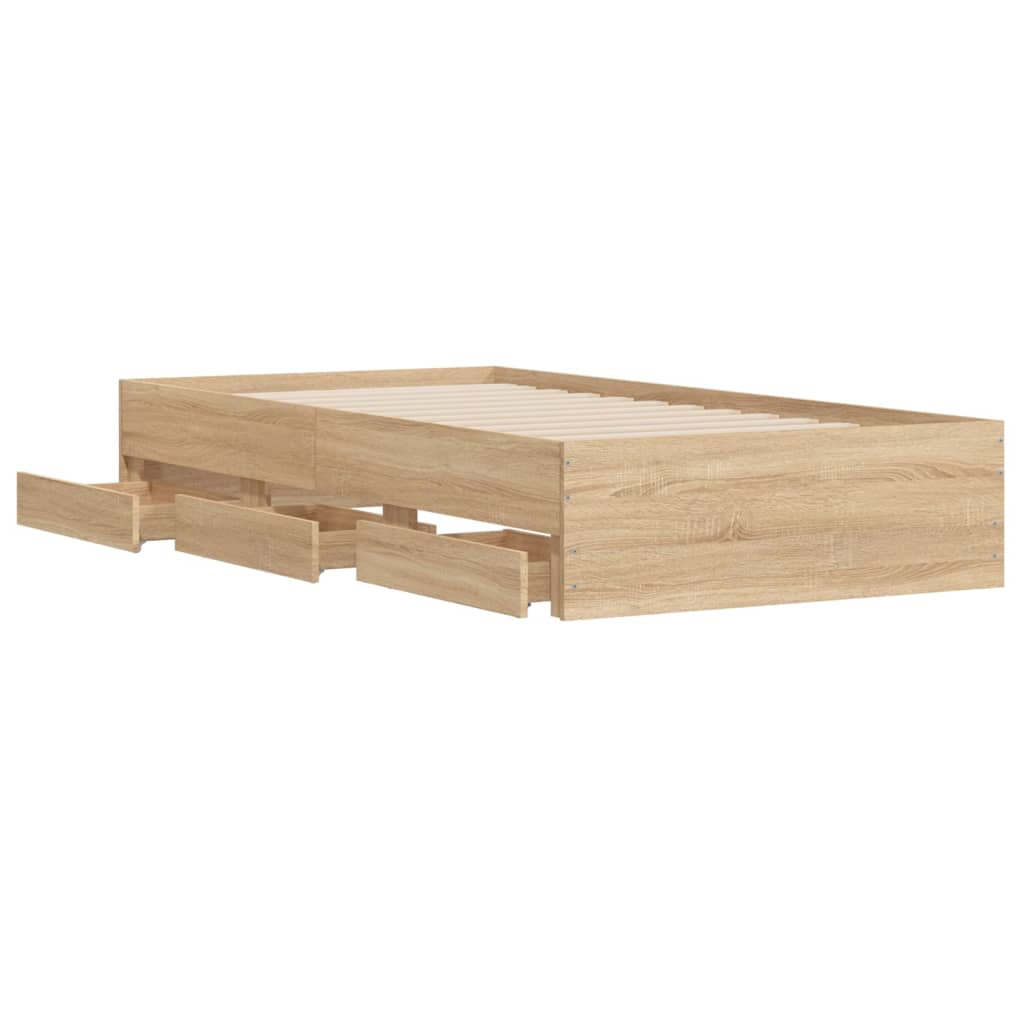 vidaXL Okvir kreveta s ladicama boja hrasta sonome 75x190 cm drveni