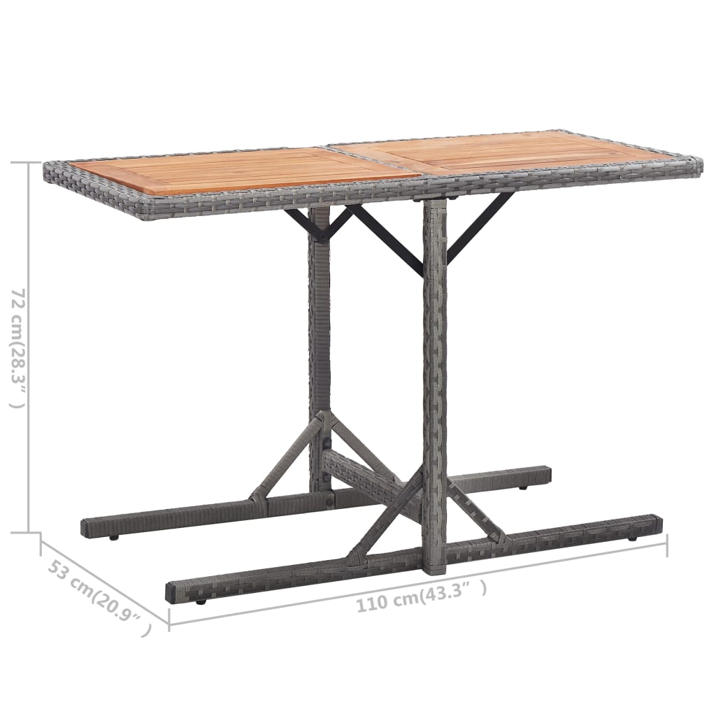 vidaXL Vrtni stol od poliratana i masivnog bagremovog drva antracit