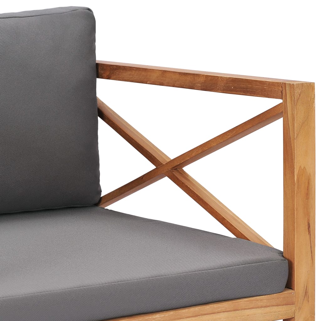 vidaXL Vrtna stolica sa sivim jastucima od masivne tikovine