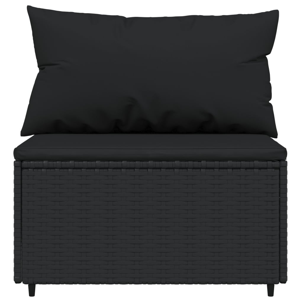 vidaXL Srednje vrtne sofe s jastucima 2 kom crne od poliratana