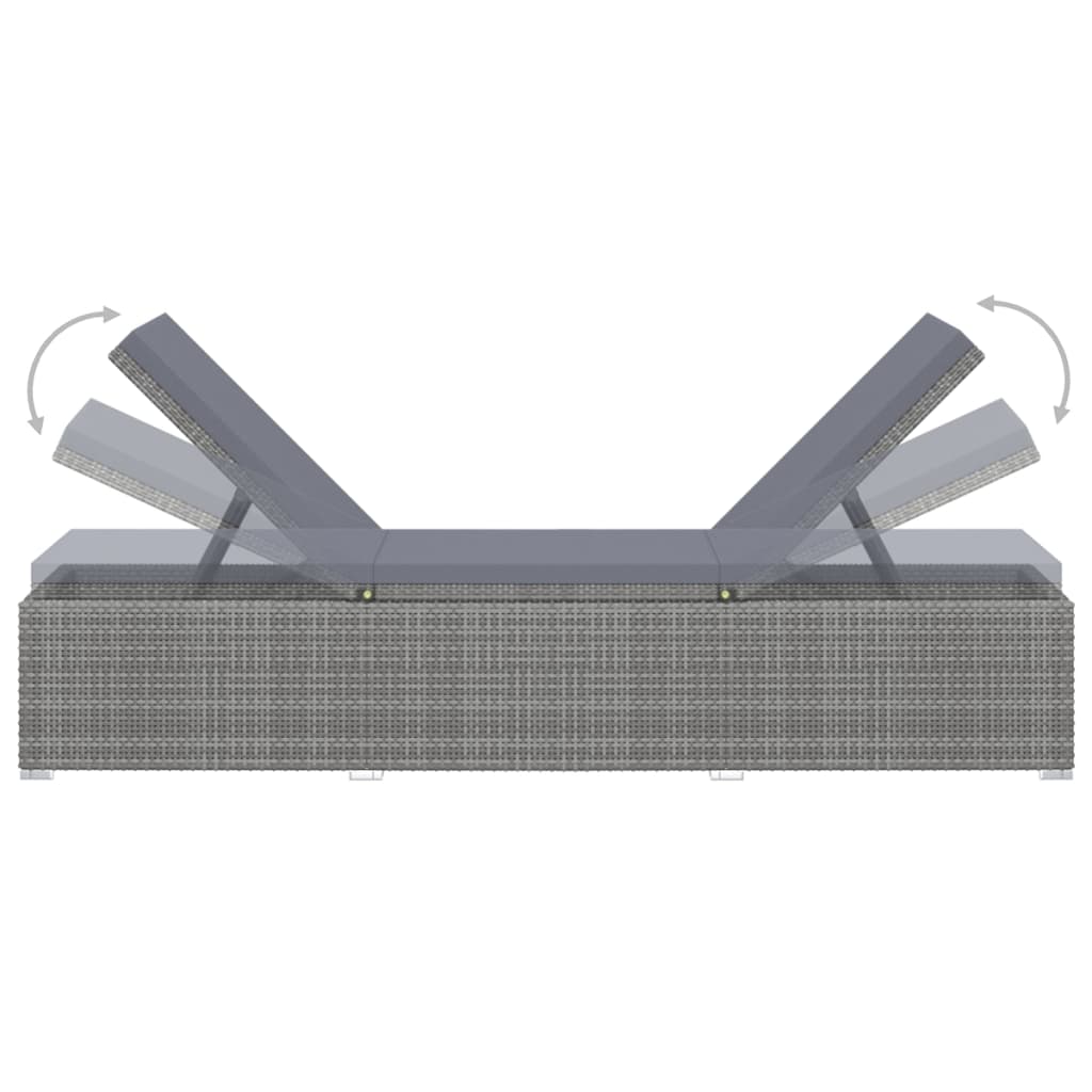 vidaXL Ležaljka za sunčanje s jastukom od poliratana siva
