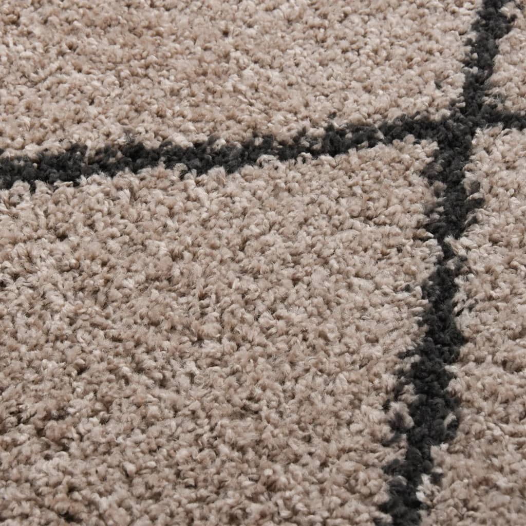 vidaXL Čupavi tepih s visokim vlaknima bež i antracit 160 x 230 cm