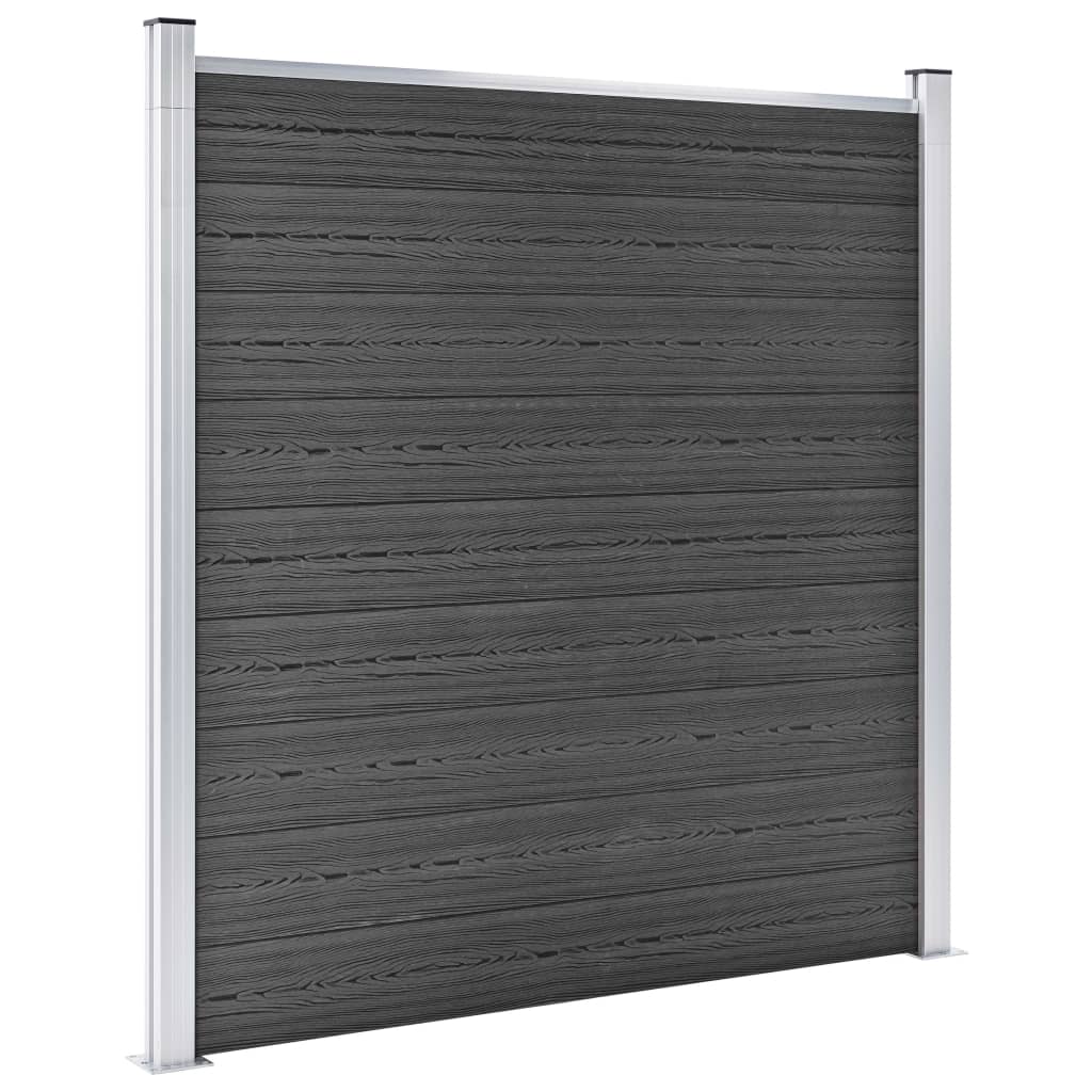 vidaXL Set panela za ogradu WPC 872 x 186 cm crni