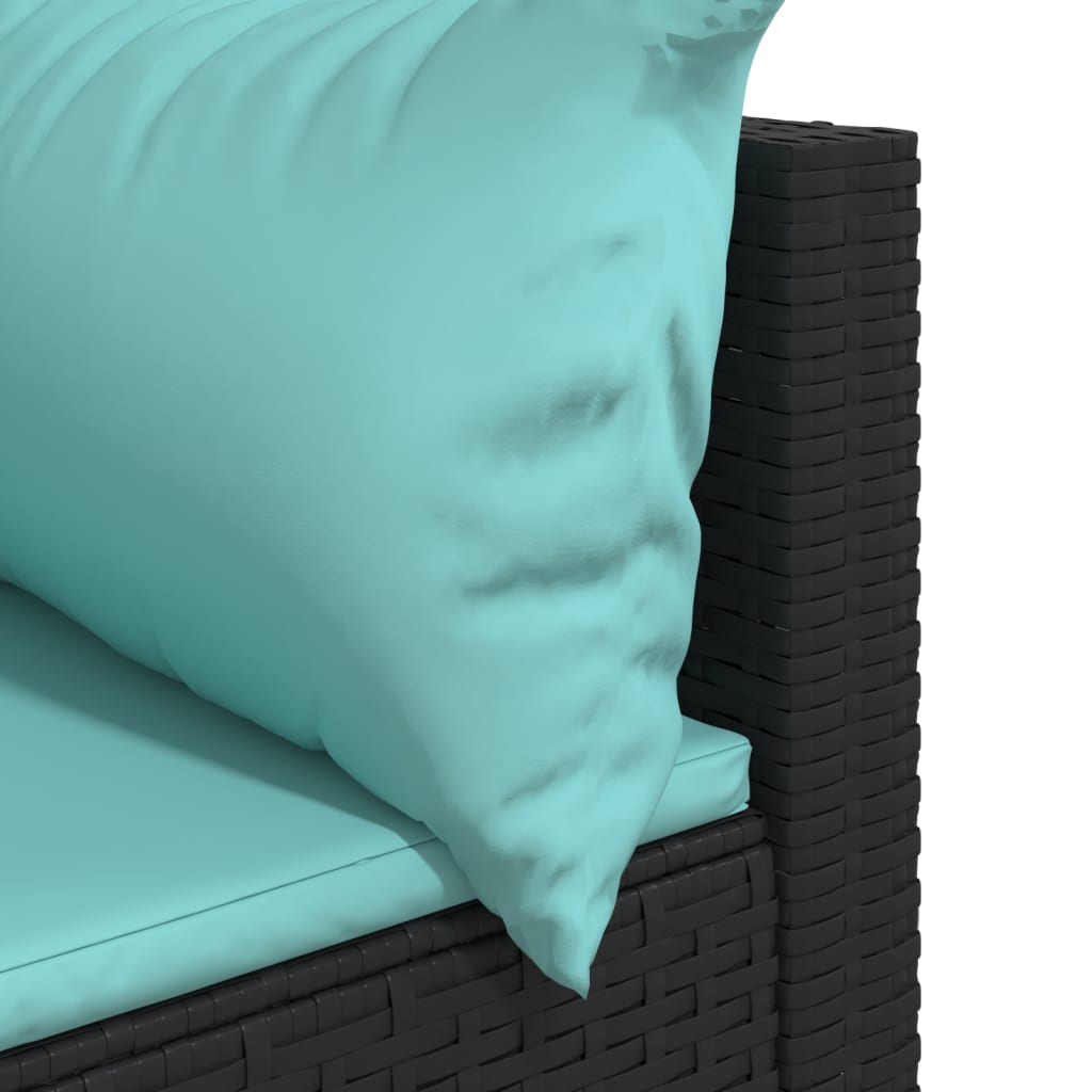 vidaXL Kutna vrtna sofa od poliratana s jastucima crna