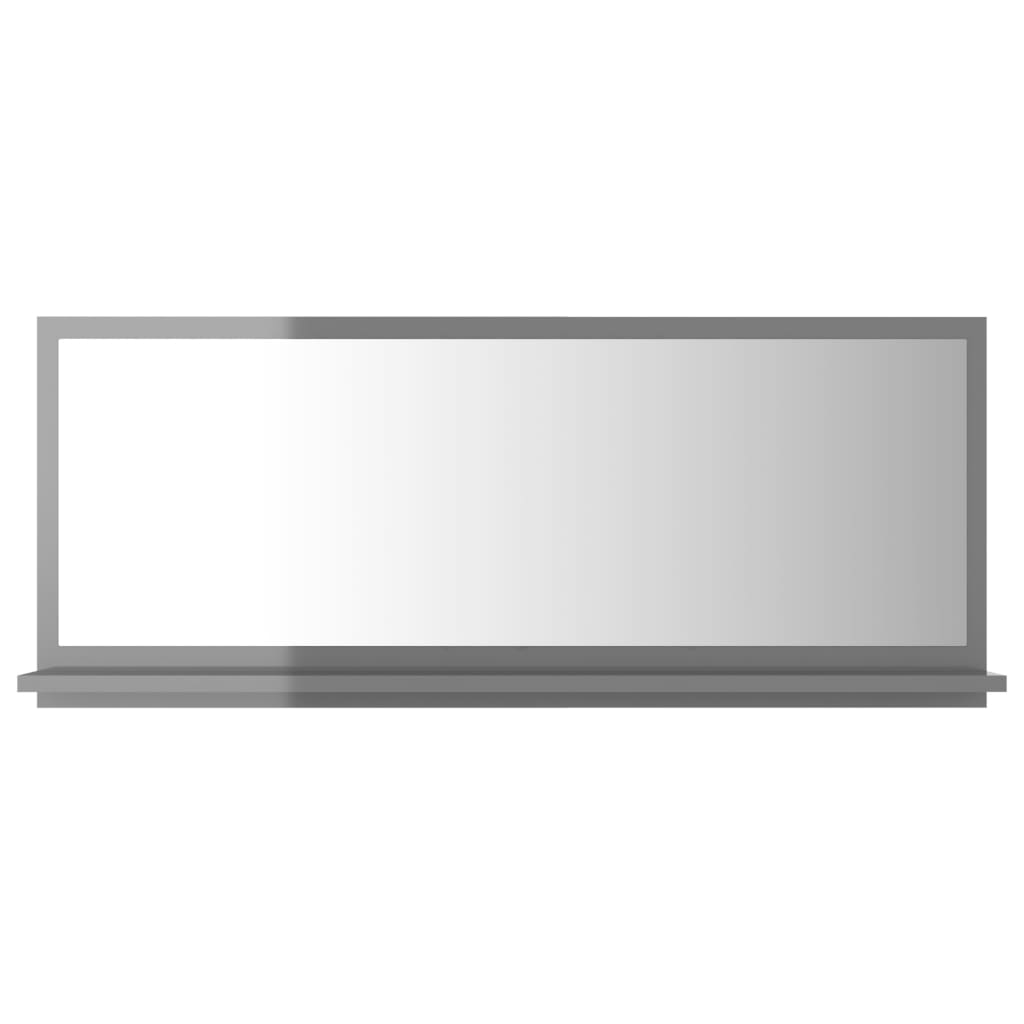 vidaXL Kupaonsko ogledalo sjajno sivo 90x10,5x37 cm konstruirano drvo