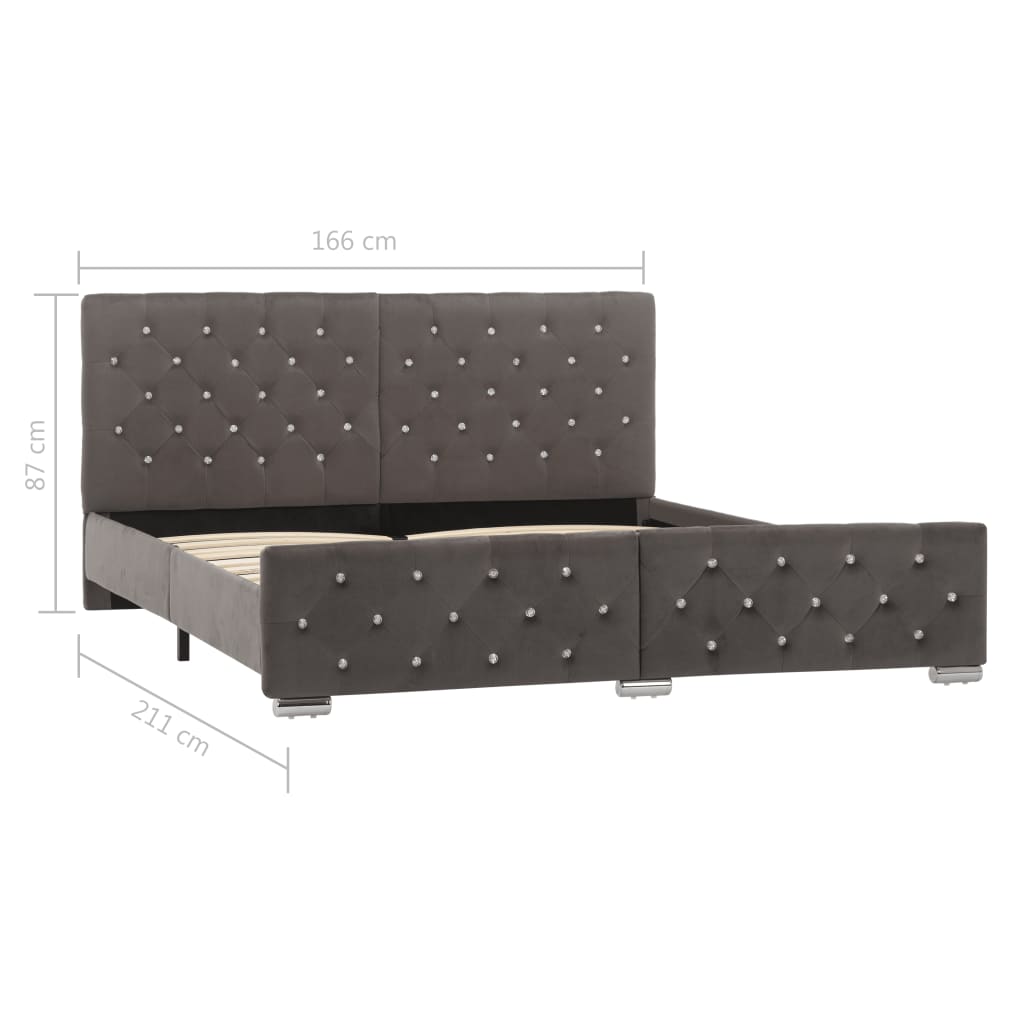 vidaXL Okvir za krevet sivi baršunasti 160 x 200 cm