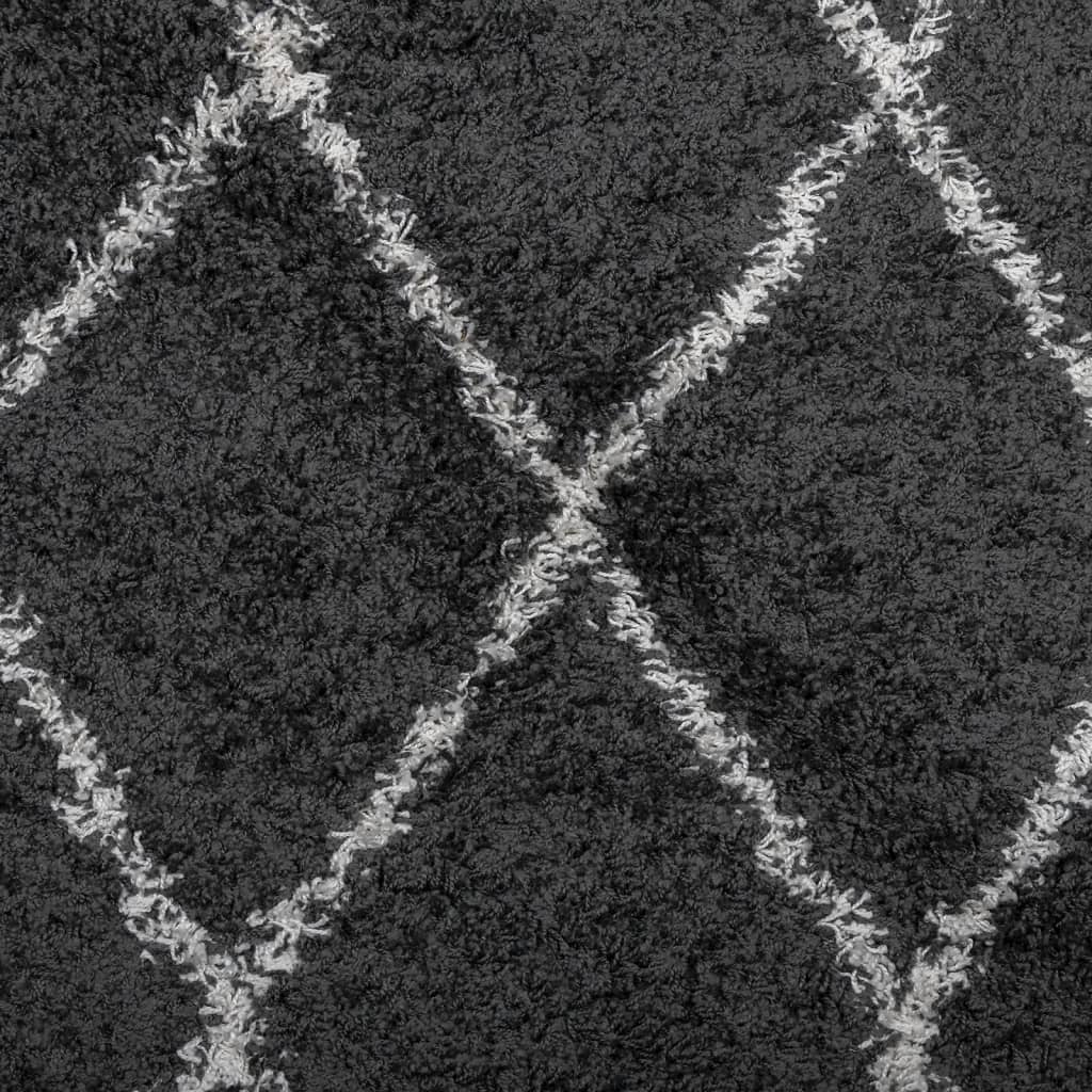 vidaXL Čupavi tepih PAMPLONA s visokim vlaknima crni-krem 240 x 240 cm