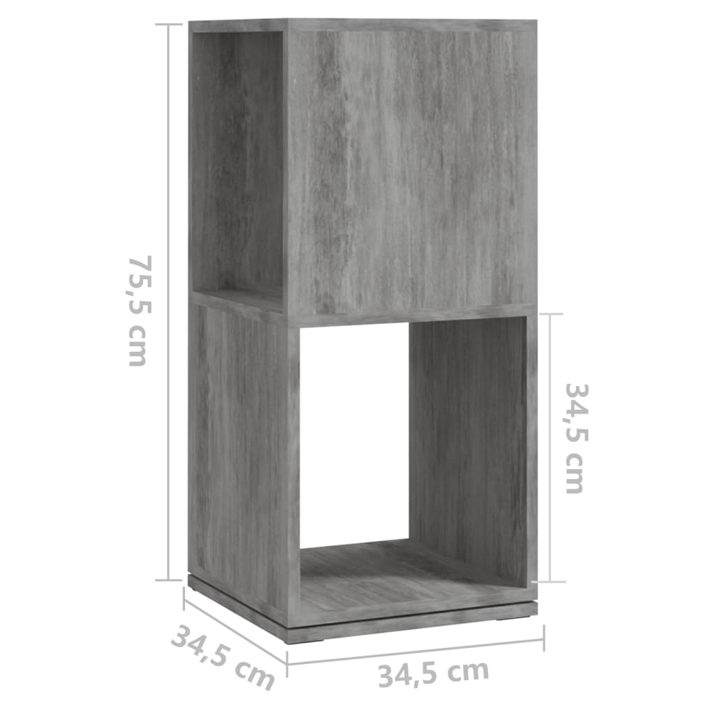 vidaXL Rotirajući ormarić siva boja betona 34,5x34,5x75,5 cm iverica