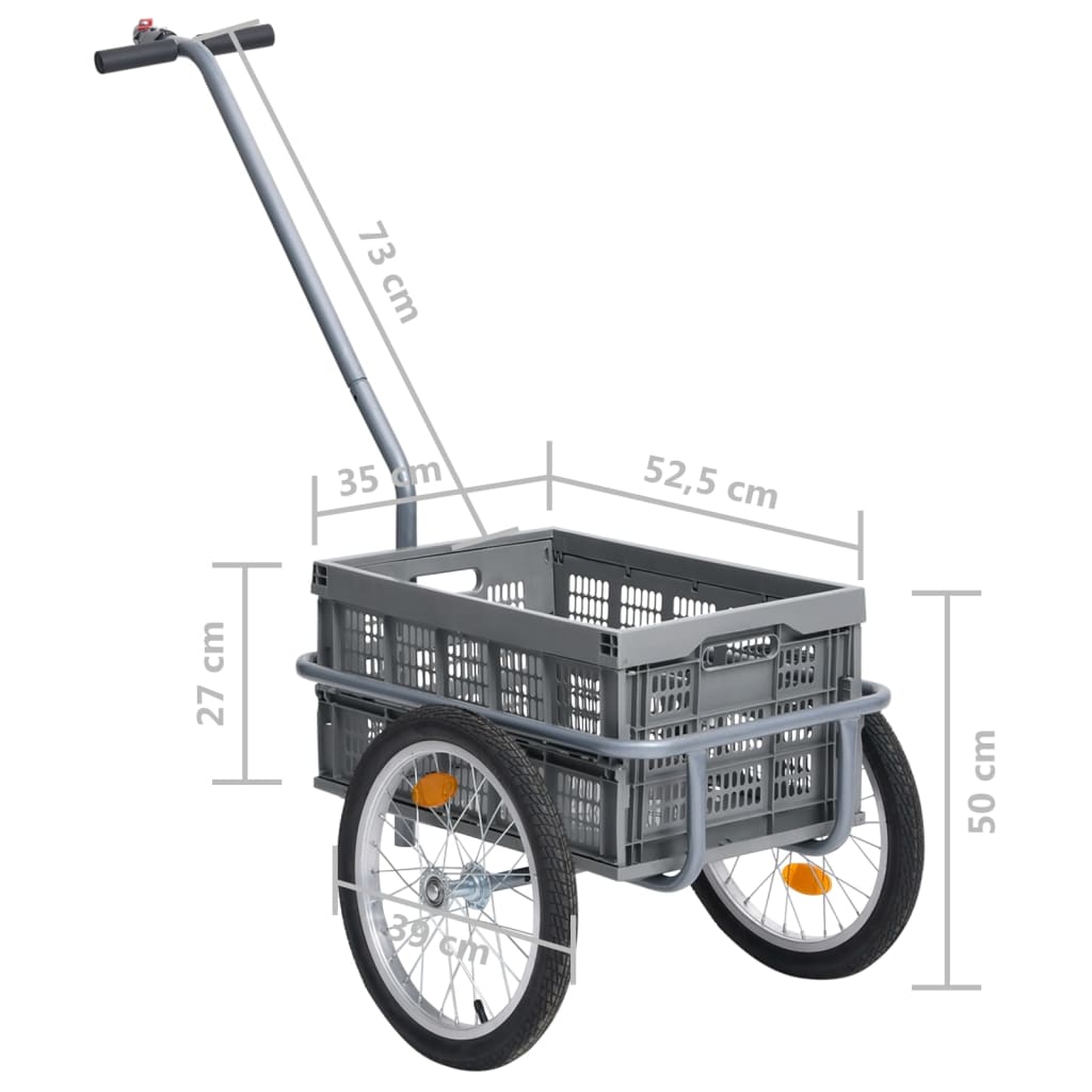 vidaXL Prikolica za bicikl sa sklopivom kutijom od 50 L siva 150 kg