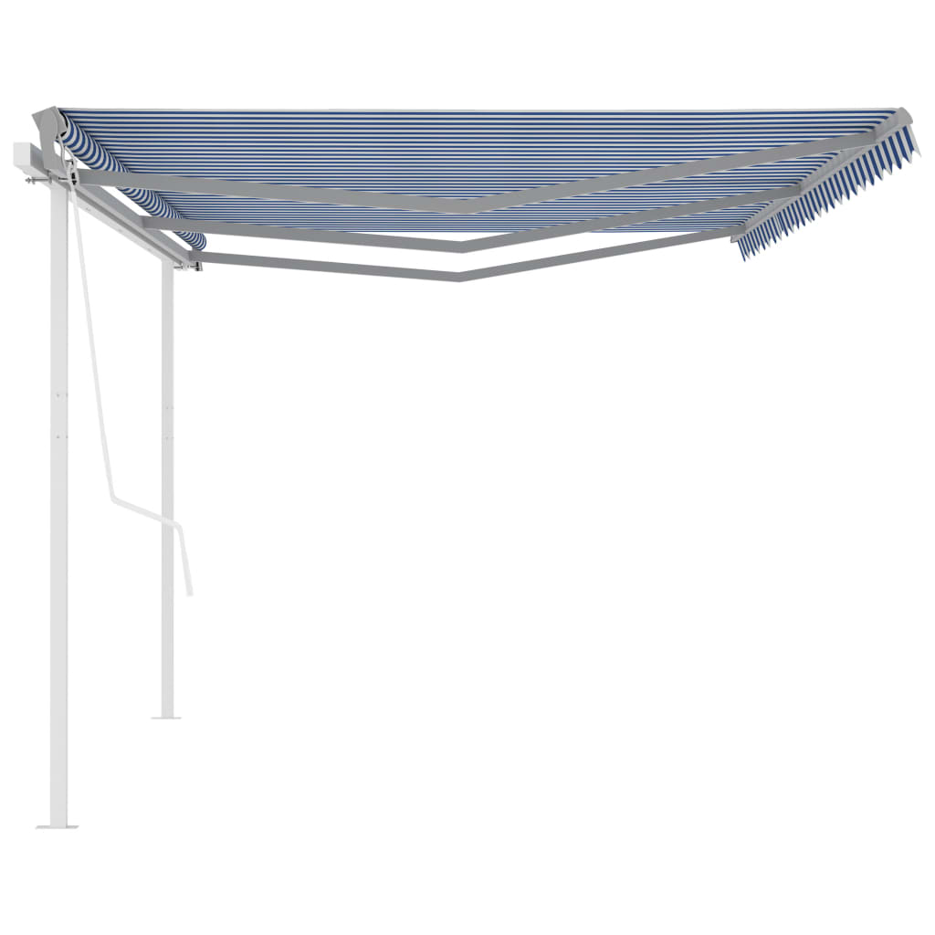 vidaXL Automatska tenda na uvlačenje sa stupovima 6 x 3 m plavo-bijela