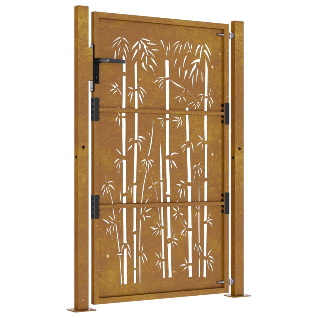 vidaXL Vrtna vrata 105 x 155 cm od čelika COR-TEN s uzorkom bambusa
