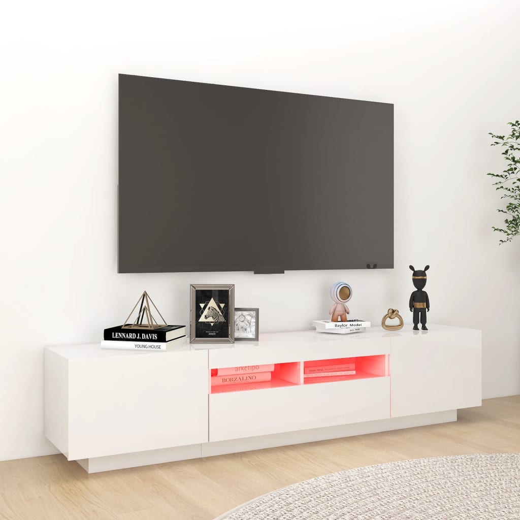 vidaXL TV ormarić s LED svjetlima visoki sjaj bijeli 180 x 35 x 40 cm