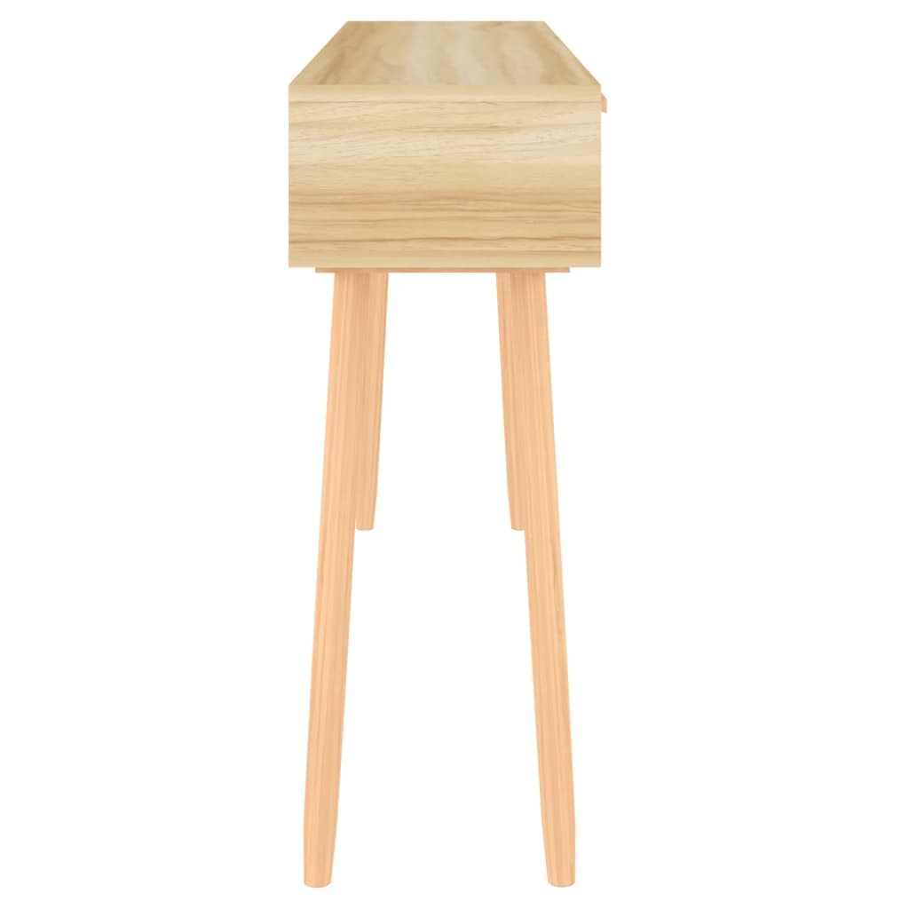 vidaXL Konzolni stol smeđi 105x30x75 cm od borovine i prirodnog ratana