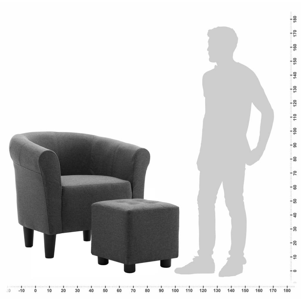 vidaXL 2-dijelni set fotelje i taburea od tkanine tamnosivi