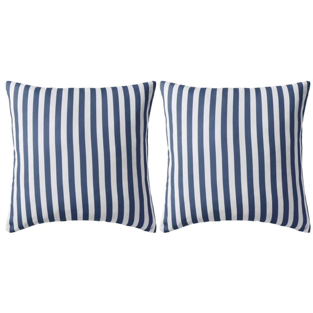 vidaXL Vrtni jastuci s prugastim uzorkom 2 kom 45 x 45 cm mornarsko plavi