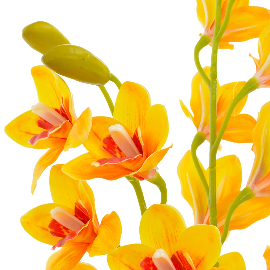vidaXL Umjetna orhideja s posudom žuta 90 cm