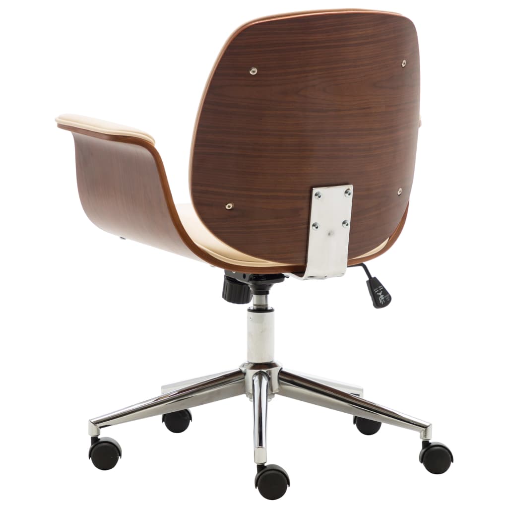 vidaXL Uredska stolica od savijenog drva i umjetne kože krem