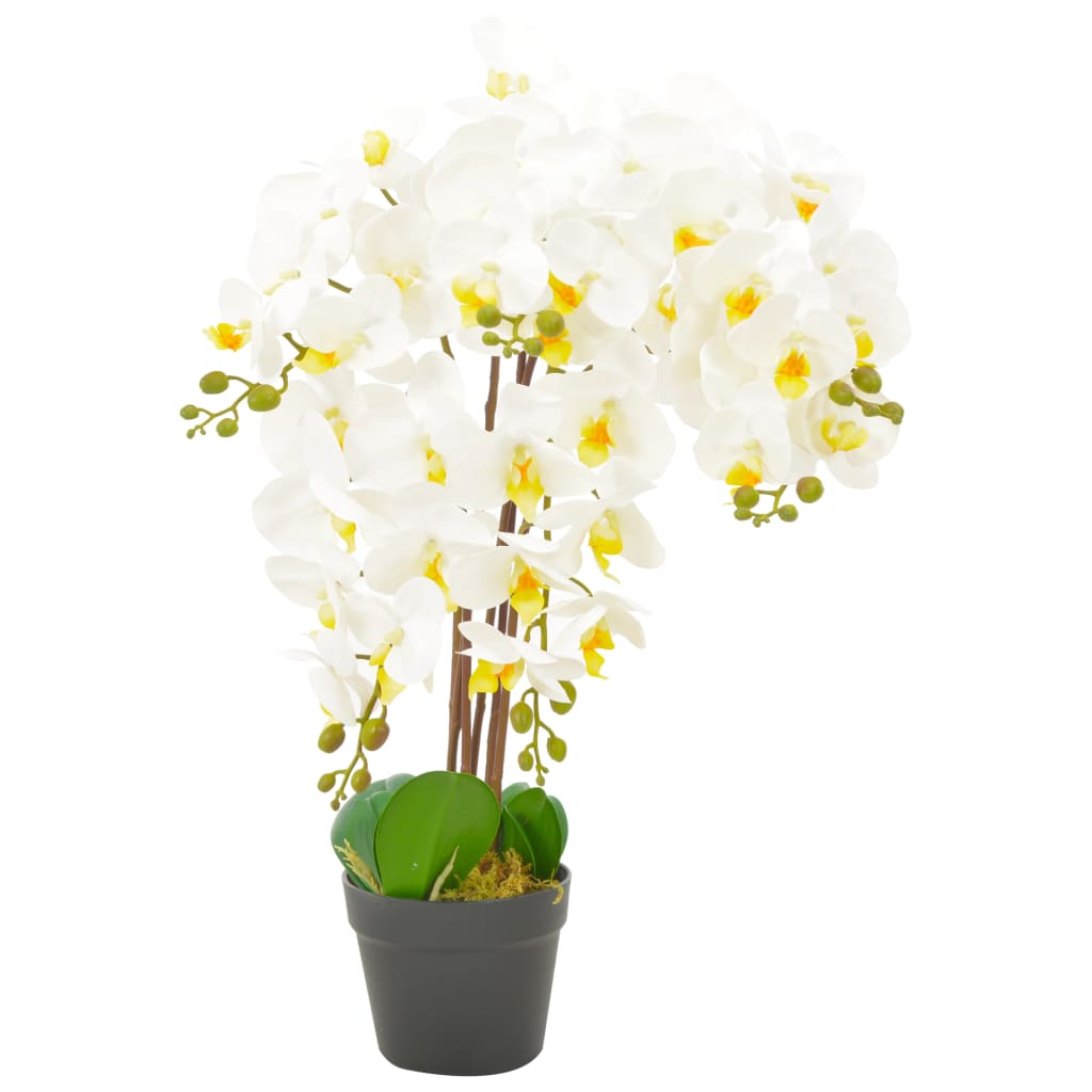vidaXL Umjetna orhideja s posudom bijela 60 cm