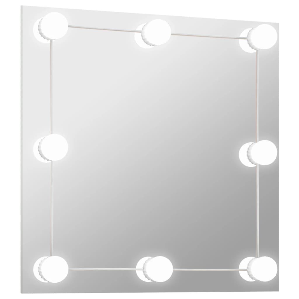 vidaXL Zidno ogledalo s LED svjetlima četvrtasto stakleno