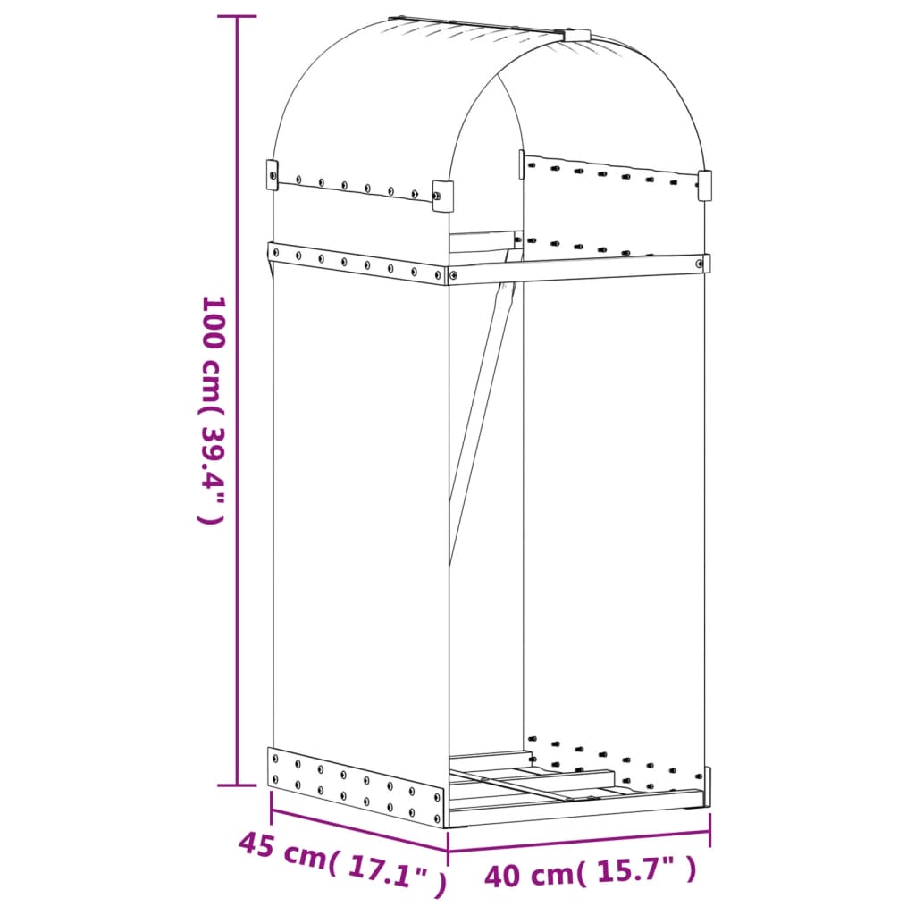 vidaXL Držač za cjepanice svjetlosivi 40 x 45 x 100 cm pocinčani čelik