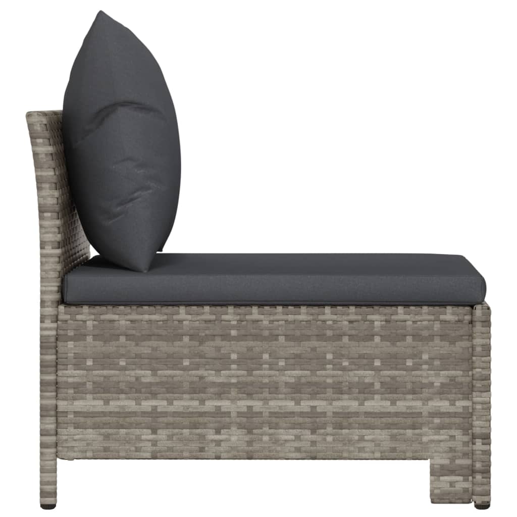vidaXL Srednja vrtna sofa od poliratana s jastukom siva