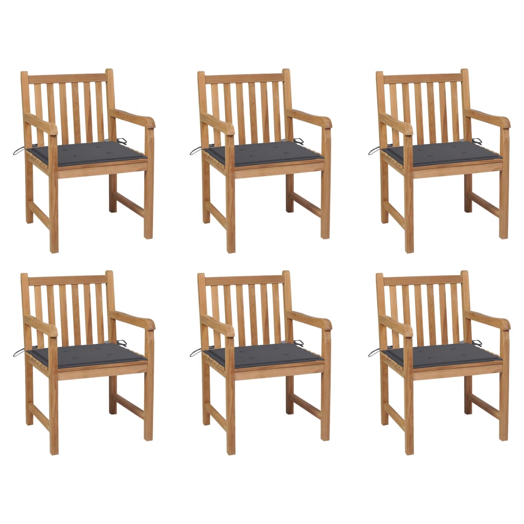 vidaXL Vrtne stolice s antracit jastucima 6 kom od masivne tikovine