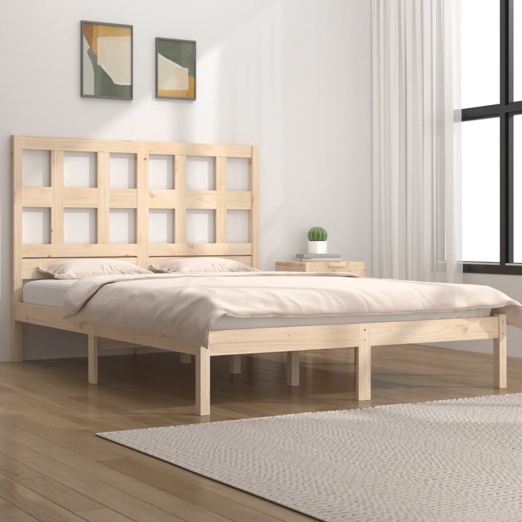 vidaXL Okvir za krevet od masivne borovine 140 x 190 cm