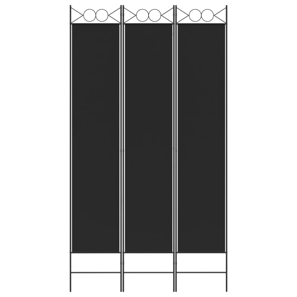 vidaXL Sobna pregrada s 3 panela crna 120x220 cm od tkanine