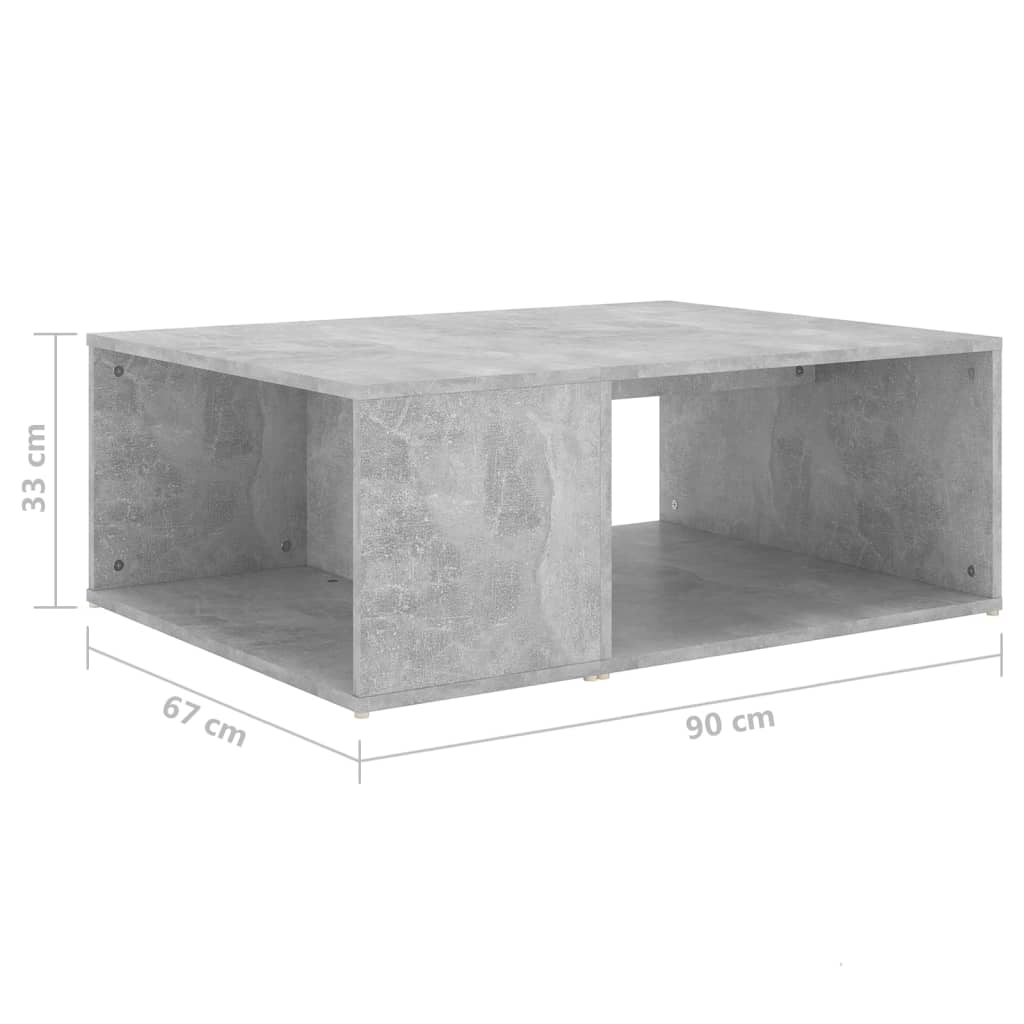 vidaXL Stolić za kavu siva boja betona 90 x 67 x 33 cm od iverice