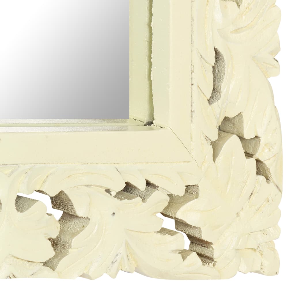 vidaXL Ručno izrezbareno ogledalo bijelo 80 x 50 cm masivno drvo manga