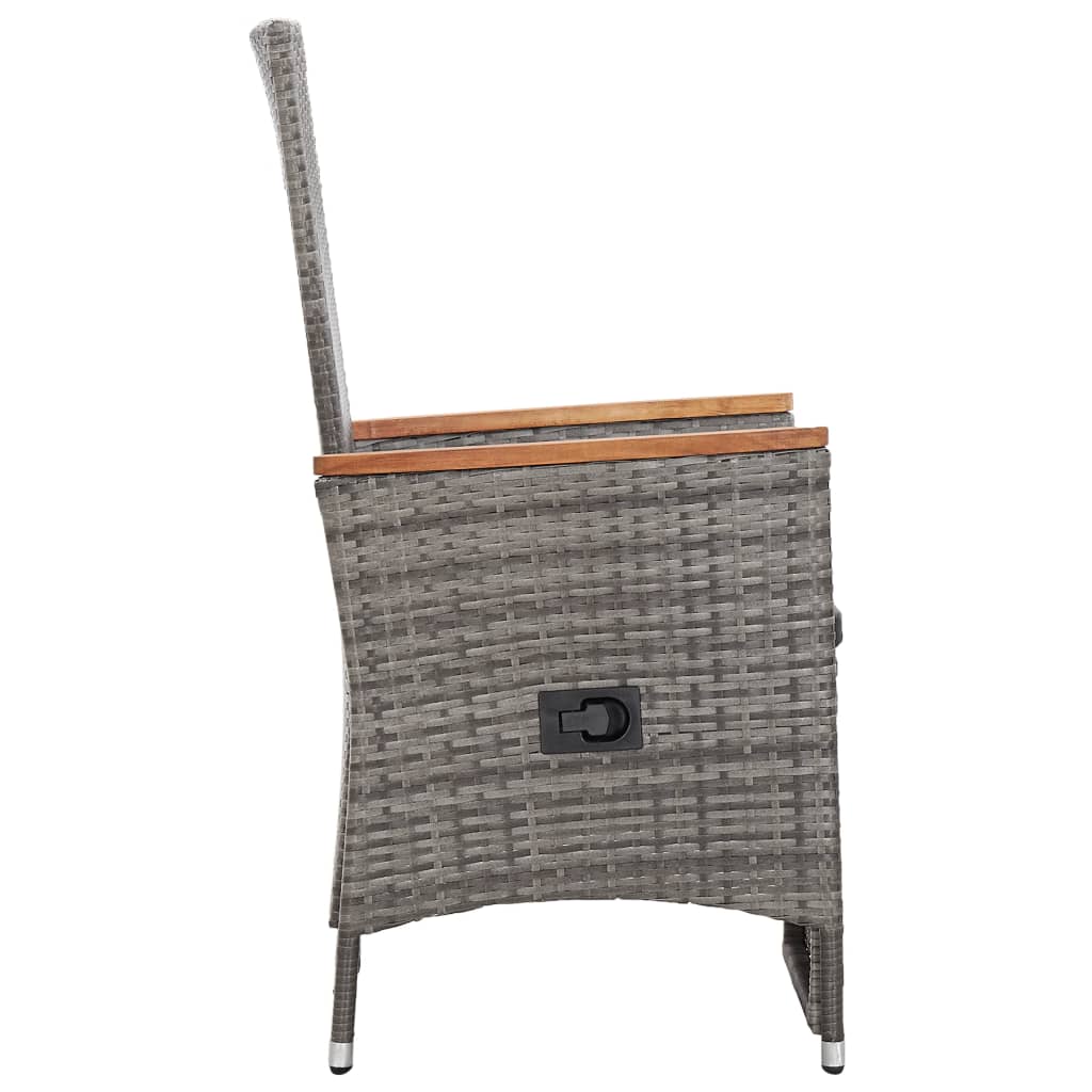 vidaXL Nagibne vrtne stolice s jastucima 2 kom od poliratana sive