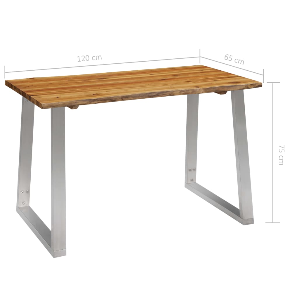 vidaXL Blagovaonski stol 120 x 65 x 75 cm od bagremovog drva i čelika