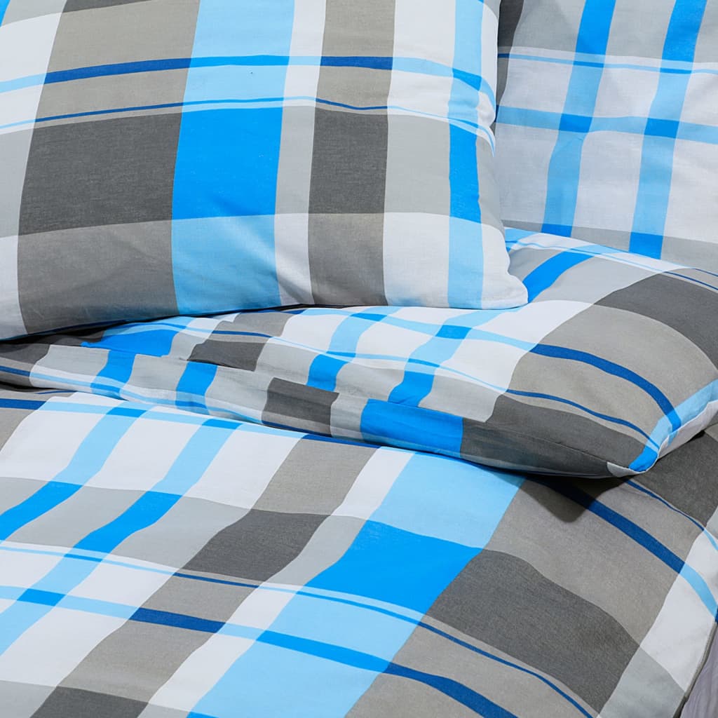 vidaXL Set posteljine za poplun plavo-sivi 135 x 200 cm pamučni