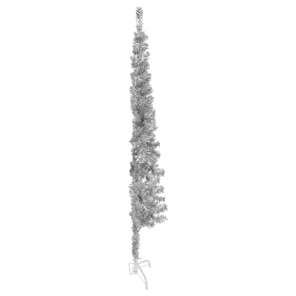 vidaXL Tanka umjetna polovica božićnog drvca sa stalkom srebrna 150 cm