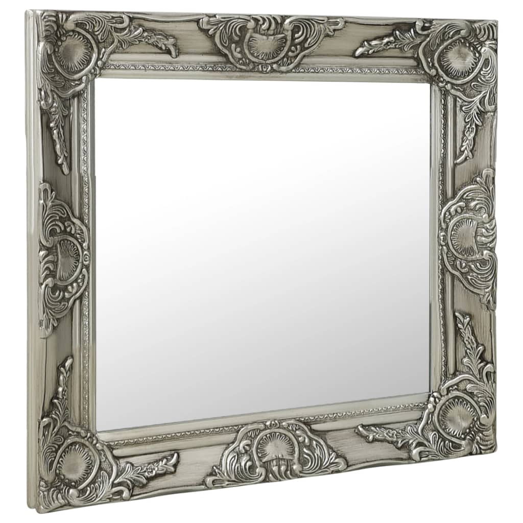 vidaXL Zidno ogledalo u baroknom stilu 60 x 60 cm srebrno