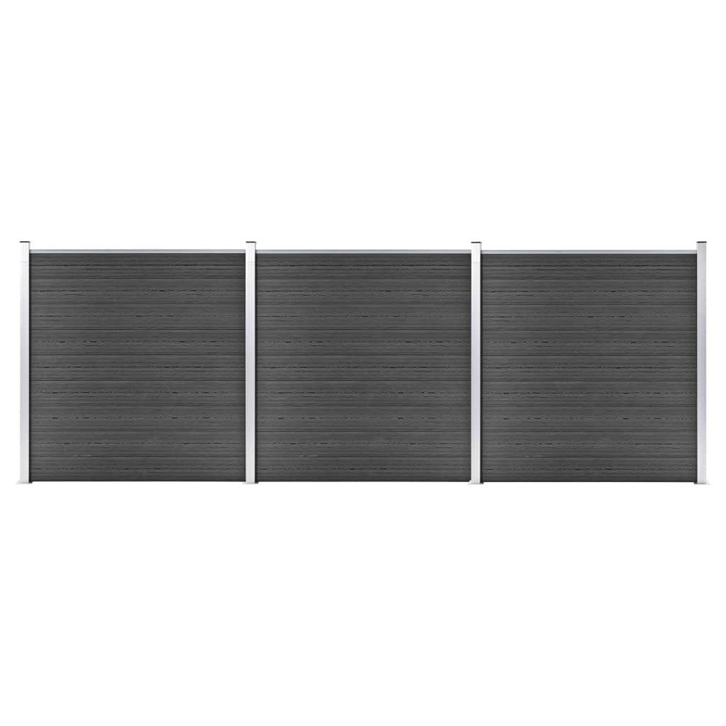 vidaXL Set panela za ogradu WPC 526 x 186 cm crni