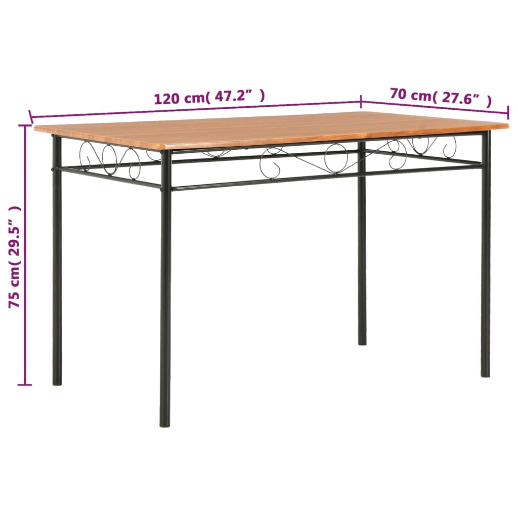 vidaXL Blagovaonski stol smeđi 120 x 70 x 75 cm MDF