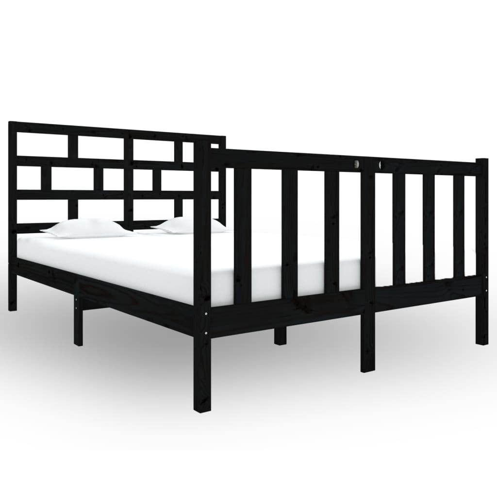vidaXL Okvir za krevet od borovine crni 120 x 190 cm mali bračni