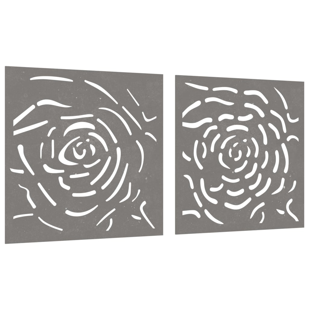 vidaXL Vrtni zidni ukrasi 2 kom 55 x 55 cm čelik COR-TEN uzorak ruže