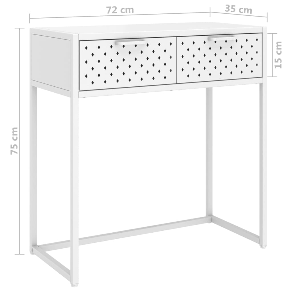 vidaXL Konzolni stol bijeli 72 x 35 x 75 cm čelični