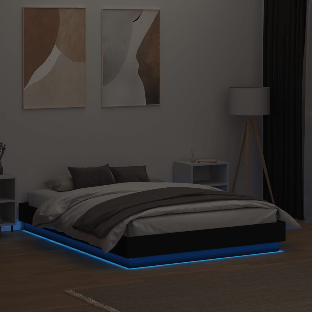 vidaXL Okvir kreveta s LED svjetlima crni 120x190 cm