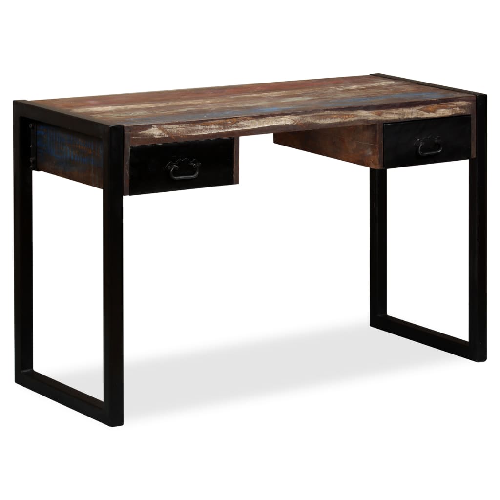 vidaXL Radni stol s 2 ladice od masivnog obnovljenog drva 120x50x76 cm