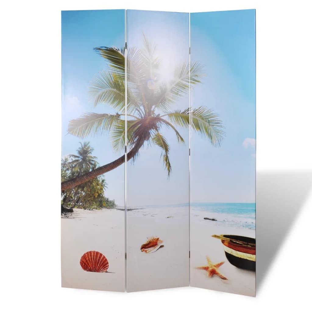 vidaXL Sklopiva sobna pregrada s uzorkom plaže 120 x 170 cm