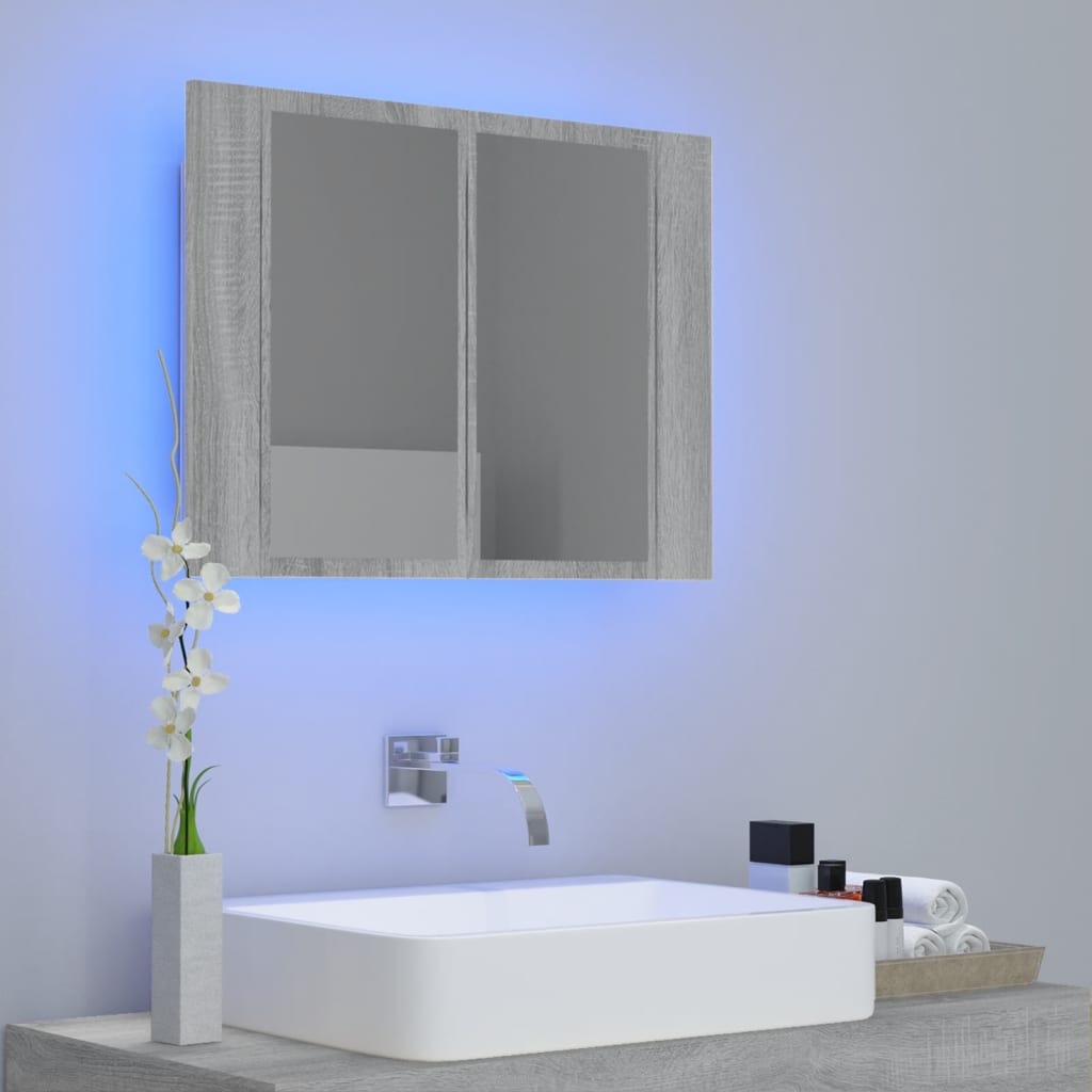 vidaXL LED kupaonski ormarić s ogledalom boja hrasta 60x12x45cm drveni